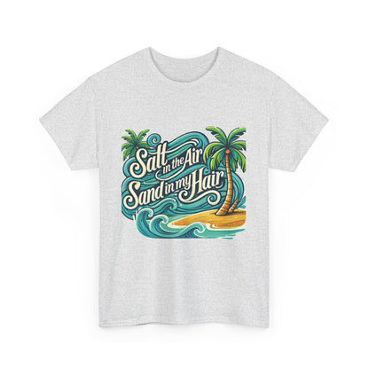 Salt in the Air Sand in My Hair Shirt, Beach Summer Vibes Graphic T-Shirt, Tropical Ocean Palm Design, Ocean-Themed Shirt, Gift Beach Lovers