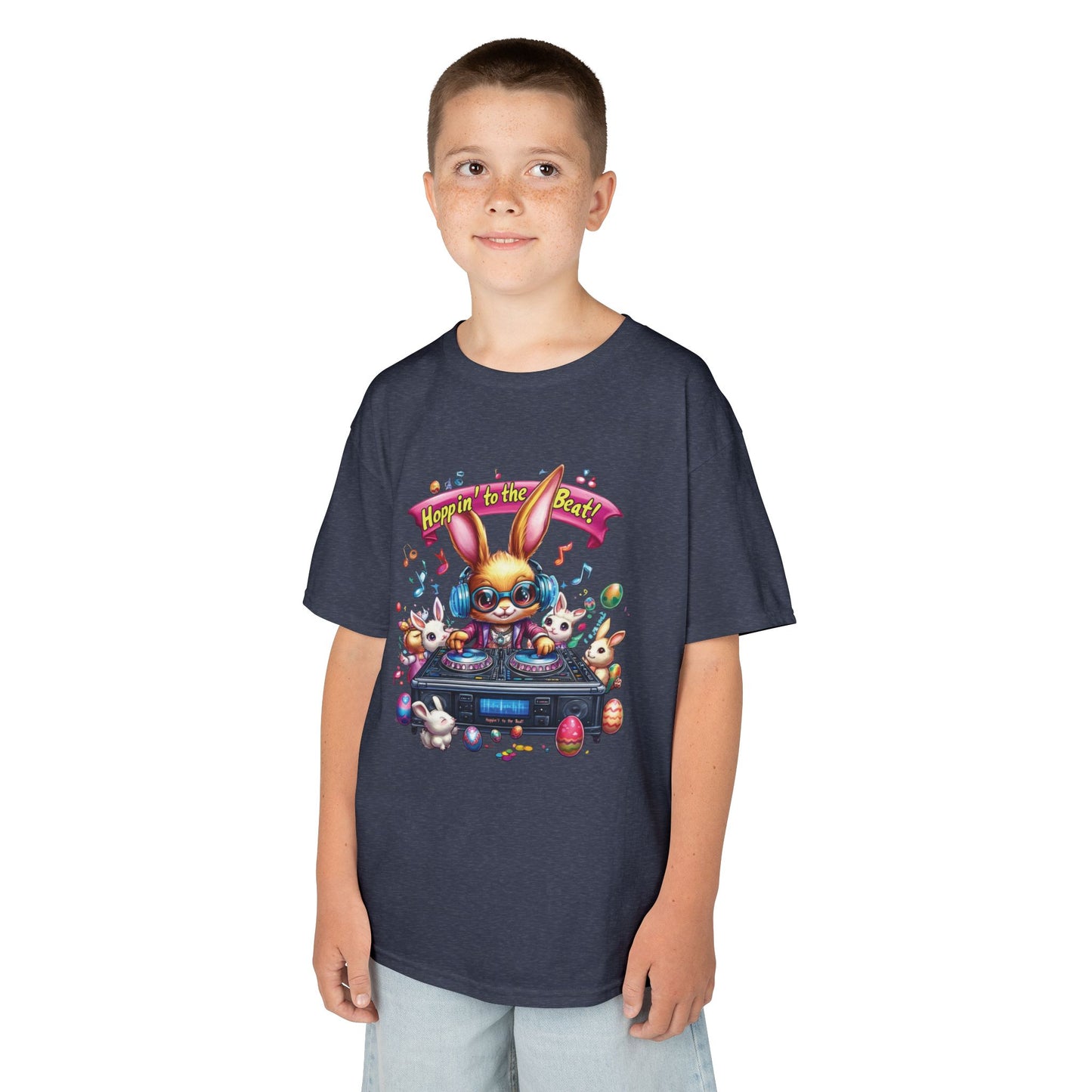 Kids Easter DJ Bunny T-Shirt Fun - Music Themed Spring Tee, Hoppin to the Beat Design, Colorful Holiday Shirt for Boys and Girls