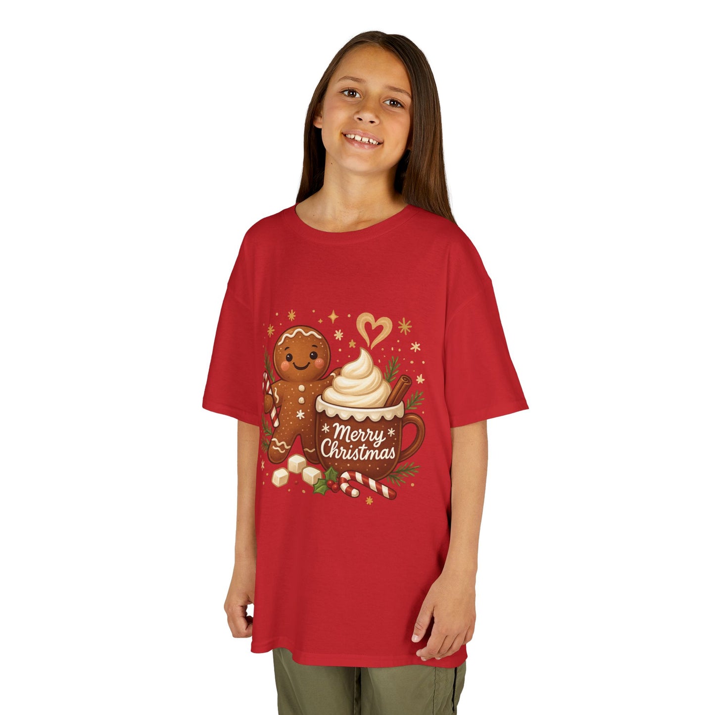 Gingerbread - Hot Cocoa Christmas Shirt for Kids, Cute Holiday Girls Tee, Kids Heavy Cotton™ Tee