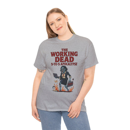 The Working Dead 9-to-5 Apocalypse Women's T-Shirt, Horror Office Zombie Top, Halloween Office Humor
