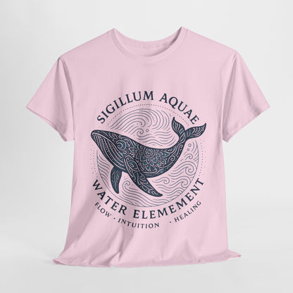Water Element Whale Tee, Sigillum Aquae Symbol, Flow Intuition Healing, Spiritual Ocean Totem Tee, Nature Energy Shirt, Mindfulness Fashion