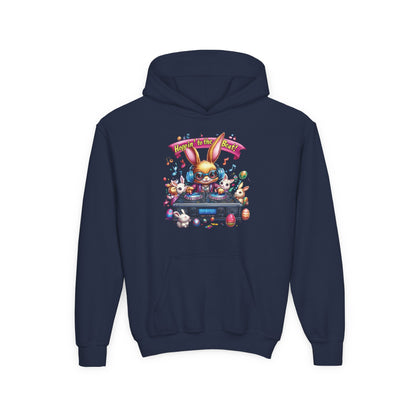DJ Bunny Easter Hoodie for Kids - Fun Music Bunny Graphic, Hoppin' to the Beat Design, Cool Spring Sweatshirt, Easter Gift for Youth