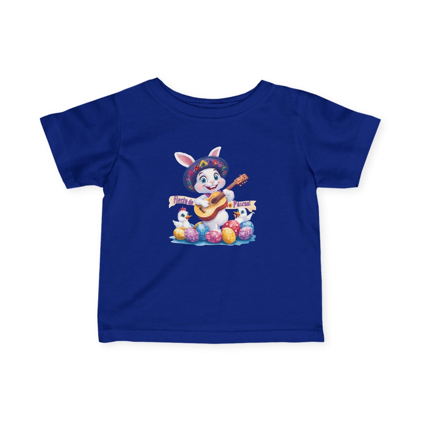 Fiesta de Pascua Baby T-Shirt - Cute Mexican Easter Bunny Tee with Guitar, Fun Spring Outfit for Infants 6 - 24 Months, Holiday Gift Idea