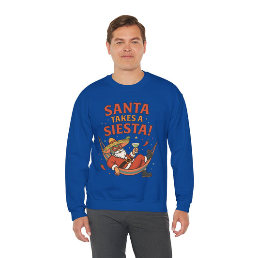 Santa Takes a Siesta Funny Christmas Sweatshirt for Men, Mexican Holiday Jumper