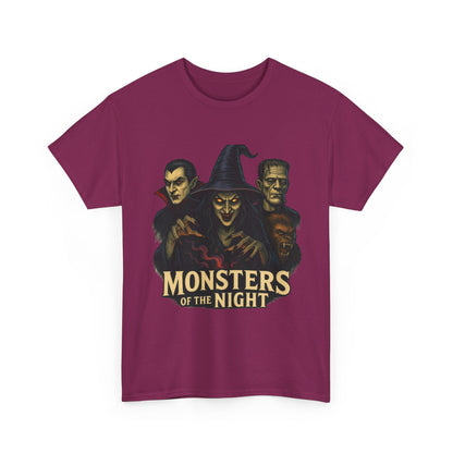 Monsters of the Night Women's T-Shirt, Classic Horror Witch, Vampire, Frankenstein Halloween Tee