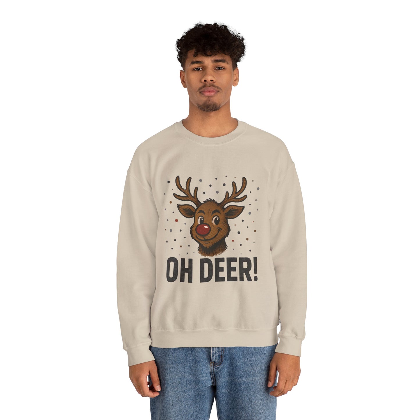 Men's Oh Deer Funny Christmas Sweatshirt, Reindeer Holiday Pullover