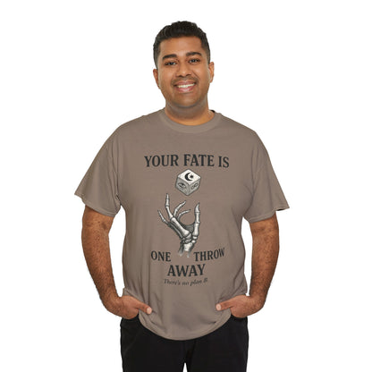 Your Fate Mens Heavy Cotton Tee, Skeleton Dice Graphic T-Shirt, Trendy Gift for Gamers, Gambling Tee, Unique Quote Apparel