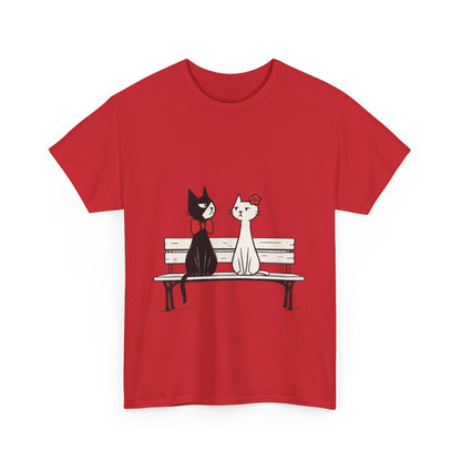 Cute Cat Lovers Tee, Womens Heavy Cotton Tee for Pet Owners, Funny Cat Shirt, Gift for Cat Lovers, Casual T-Shirt, Animal Art Tee