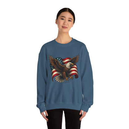 Patriotic Eagle Sweatshirt - Unisex Crewneck, USA Flag Apparel, Memorial Day, Veteran's Day, Independence Day, Gift for Patriots