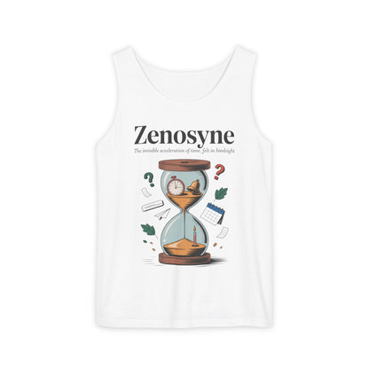 Zenosyne Tank Top, Unisex Garment-Dyed Tee, Time Awareness Gift, Casual Summer Wear, Philosophy Shirt, Unique Everyday Apparel