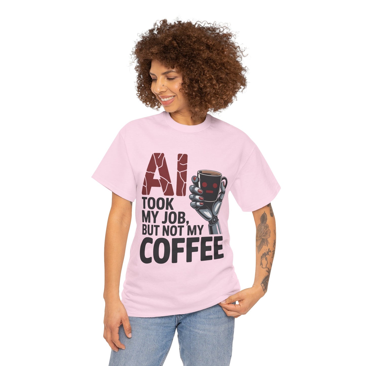 Women's AI Coffee T-Shirt, Funny Robot Job Humor Tee, Geek Sarcastic Gift for Her, Sarcastic Work Shirt, Career Humor