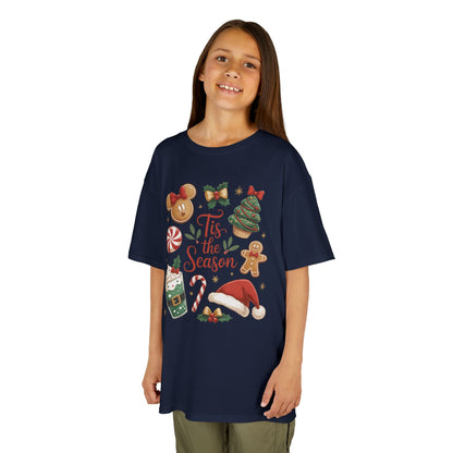 Tis the Season Christmas Shirt for Girls, Cute Holiday Cookie Tee, Kids Heavy Cotton™ Tee