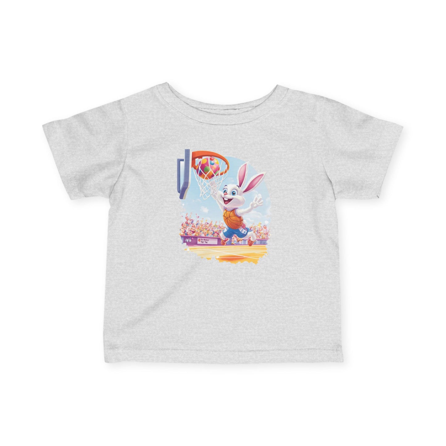 Easter Basketball Bunny Infant Tee - Cute Bunny Dunking Egg Ball, Fun Spring Sports Shirt for Babies 6-24 Months, Easter Gift Idea