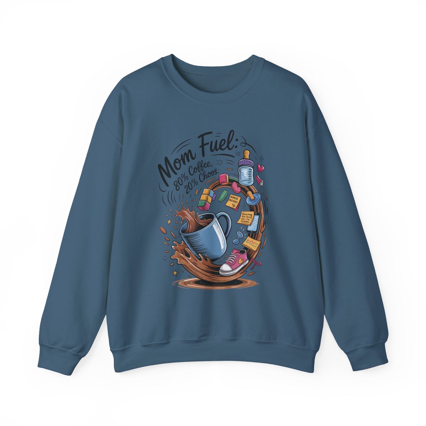 Mom Fuel Unisex Crewneck Sweatshirt, Perfect for Coffee Lovers, Gifts for Moms, Cozy Casual Wear, Funny Graphic Sweatshirt, Mother's Day