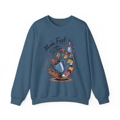 Mom Fuel Unisex Crewneck Sweatshirt, Perfect for Coffee Lovers, Gifts for Moms, Cozy Casual Wear, Funny Graphic Sweatshirt, Mother's Day