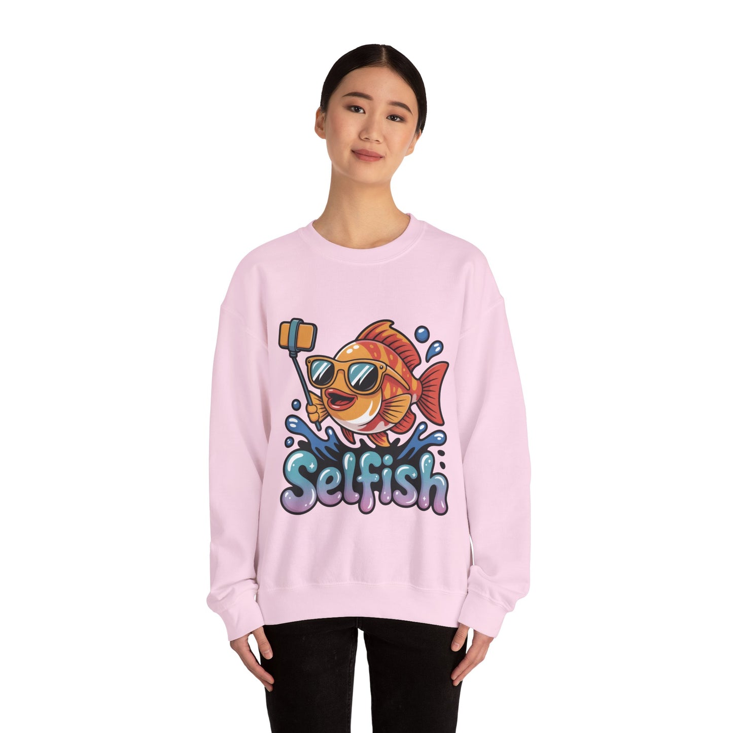 Selfish Womens Sweatshirt, Funny Selfie Pullover, Cute Ocean Pun Sweater, Playful Sea Life Gift, Fun Gift for Fish Lovers, Fishing Apparel