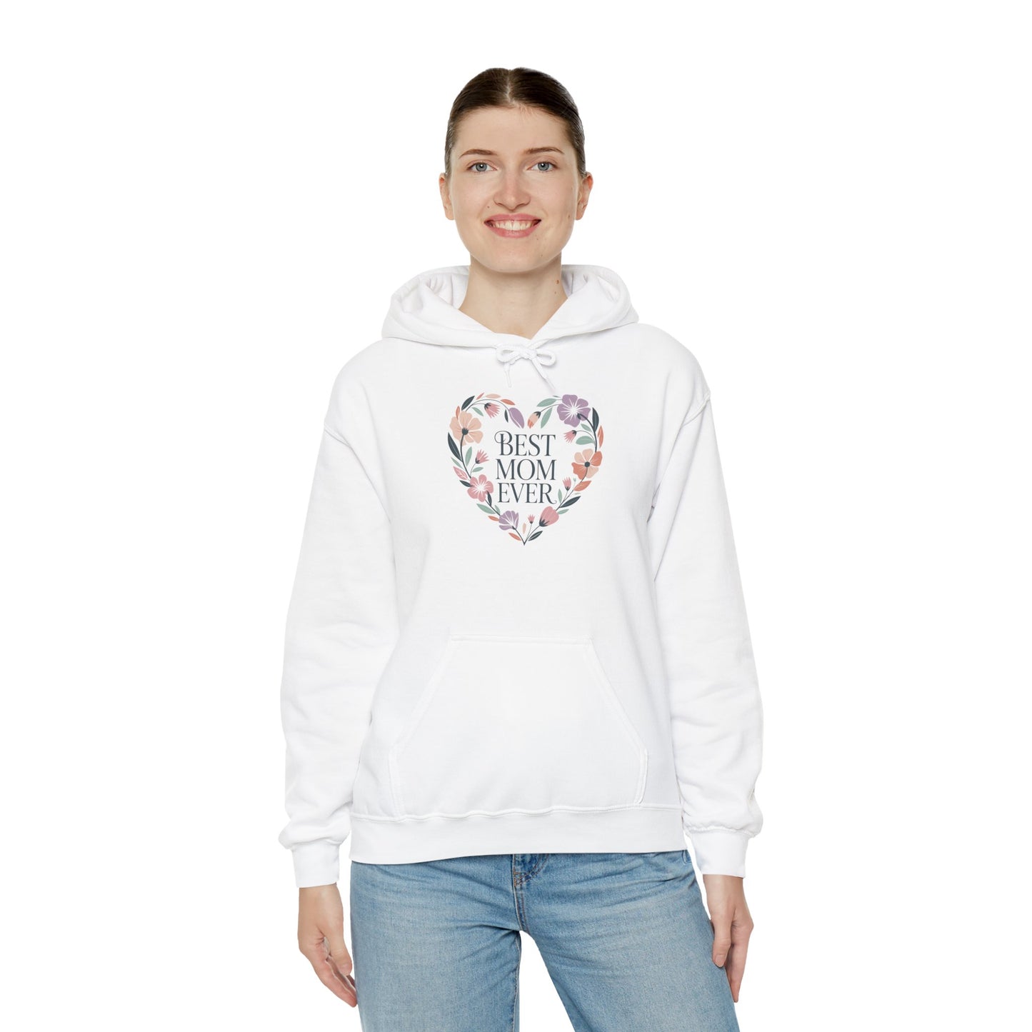 Floral Heart Mom Hoodie - Best Mom Ever Sweatshirt for Mother's Day, Gift for Mom, Cozy Sweatshirt for Women, Everyday Wear, New Mom Gift