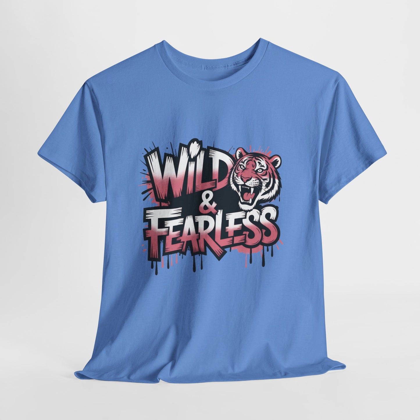 Womens Wild & Fearless T-Shirt, Tiger Graphic Graffiti Tee, Bold Urban Streetwear Top