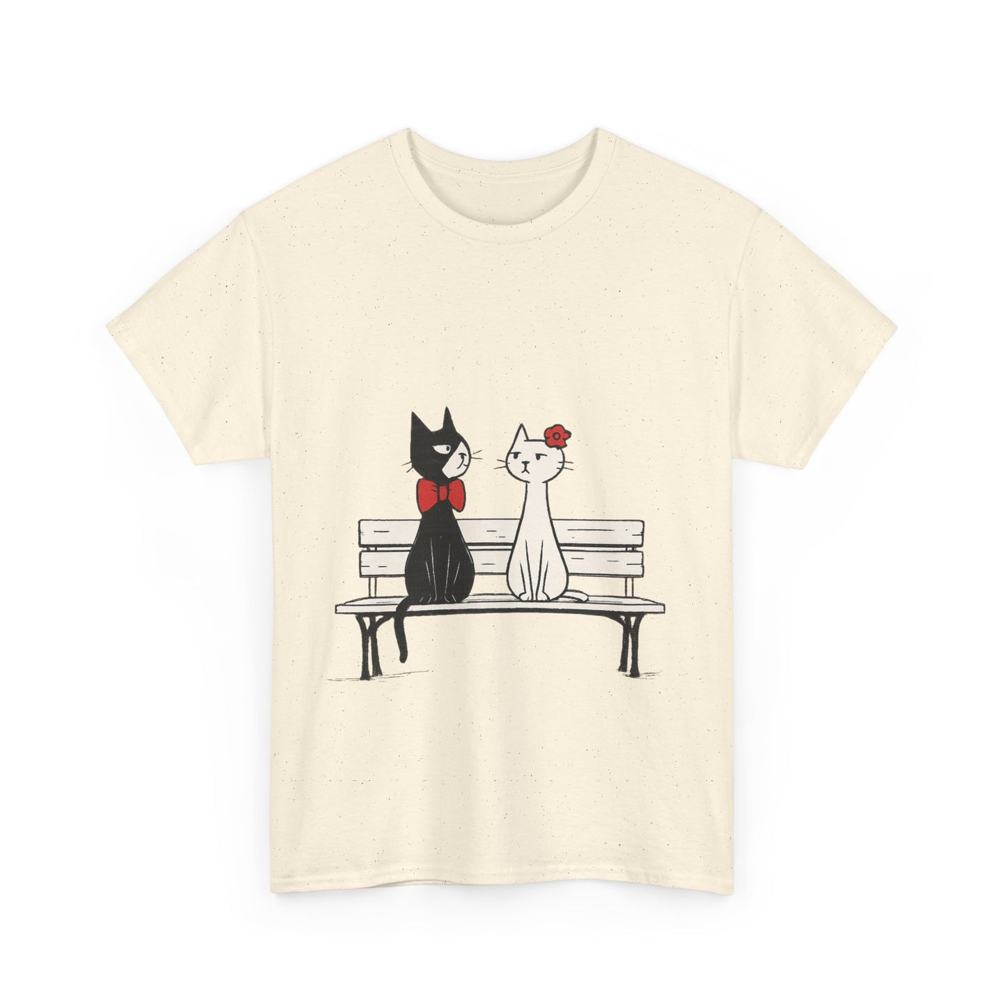 Cute Cat Lovers Tee, Womens Heavy Cotton Tee for Pet Owners, Funny Cat Shirt, Gift for Cat Lovers, Casual T-Shirt, Animal Art Tee