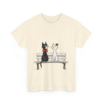 Cute Cat Lovers Tee, Womens Heavy Cotton Tee for Pet Owners, Funny Cat Shirt, Gift for Cat Lovers, Casual T-Shirt, Animal Art Tee