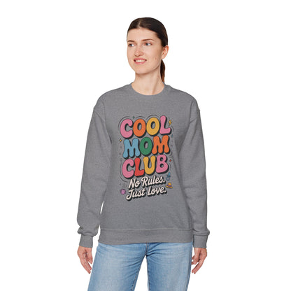 Cool Mom Club Sweatshirt, Gift for Moms, Mother's Day, No Rules Just Love, Retro Colorful Unisex Heavy Blend Crewneck