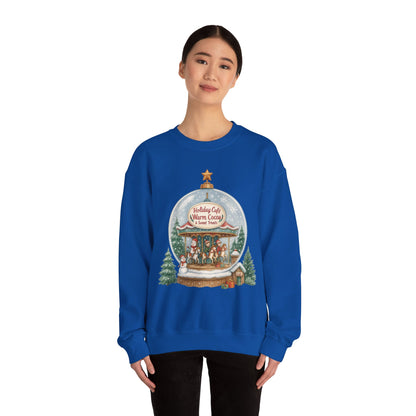 Holiday Café Christmas Sweatshirt, Warm Cocoa Snow Globe Pullover