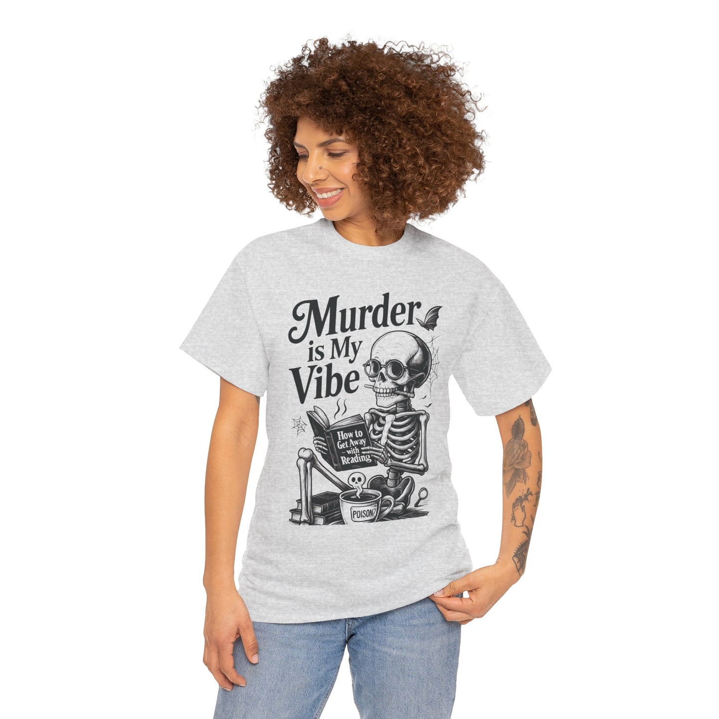 Womens Heavy Cotton Tee - "Murder is My Vibe" Graphic Shirt for Ghoulish Vibes, Halloween Fun, Spooky Season, Casual Wear, Gift for [...]