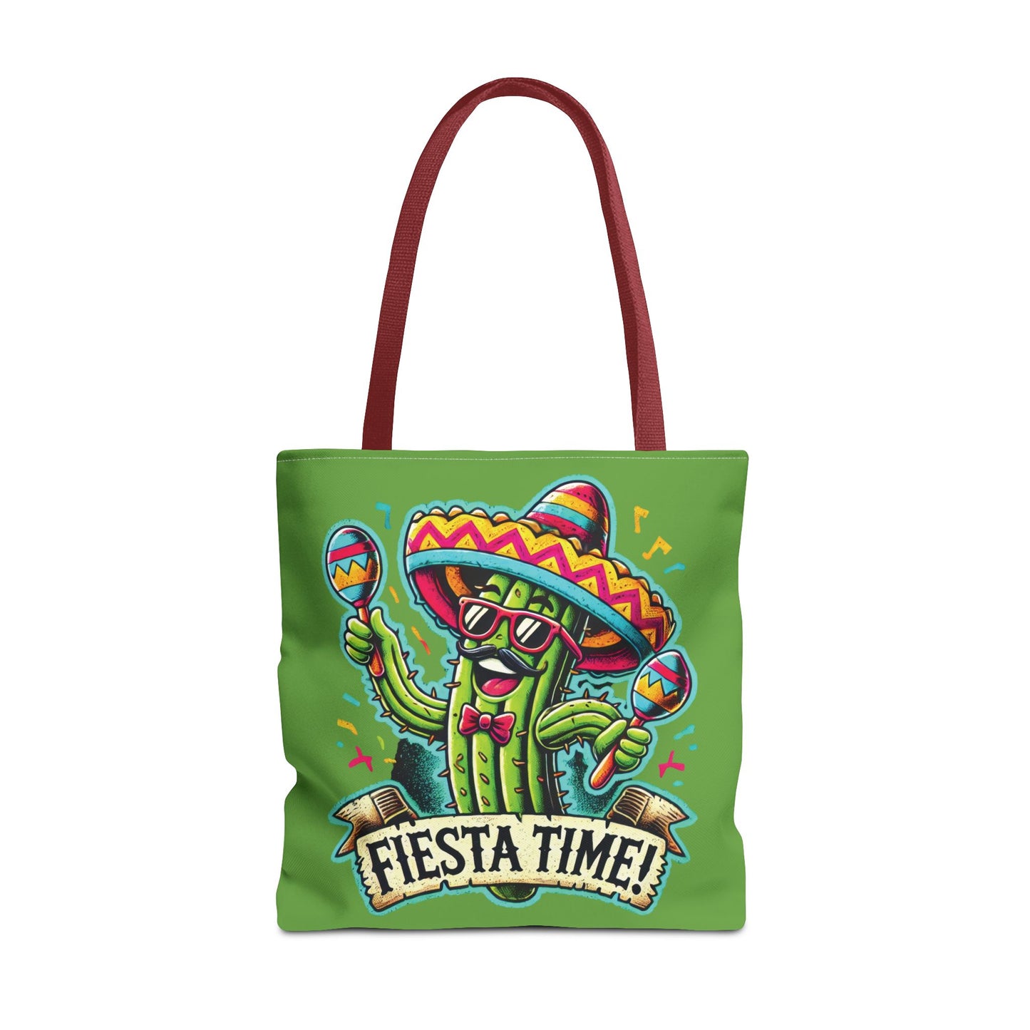 Fiesta Time Cactus Tote Bag, Funny Mexican Party Gift, Sombrero Maracas Print, Cinco de Mayo Bag, Summer Festival Tote, Beach Bag, Shopping