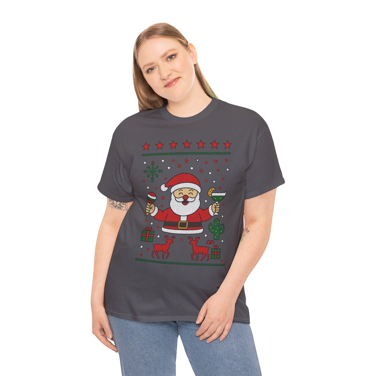 Women's Funny Santa Christmas Shirt, Festive Holiday Party Tee