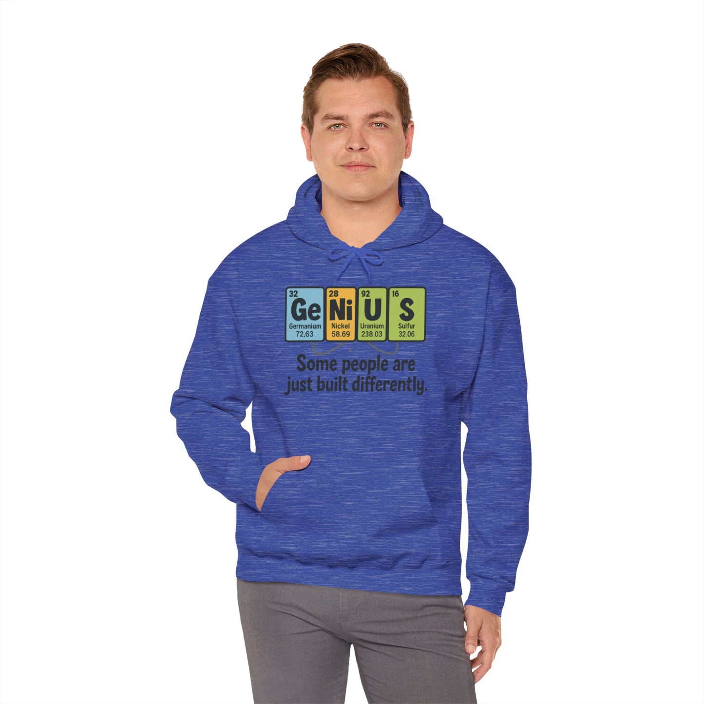 Funny Mens Genius Hoodie, Periodic Table Nerd Sweatshirt, Smart Science Pullover Gift for Him, Science Lover Apparel, Funny Hoodie