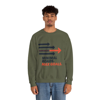 Mens Heavy Blend™ Crewneck Sweatshirt, Minimal Roads Max Goals Motivational Mens Sweatshirt