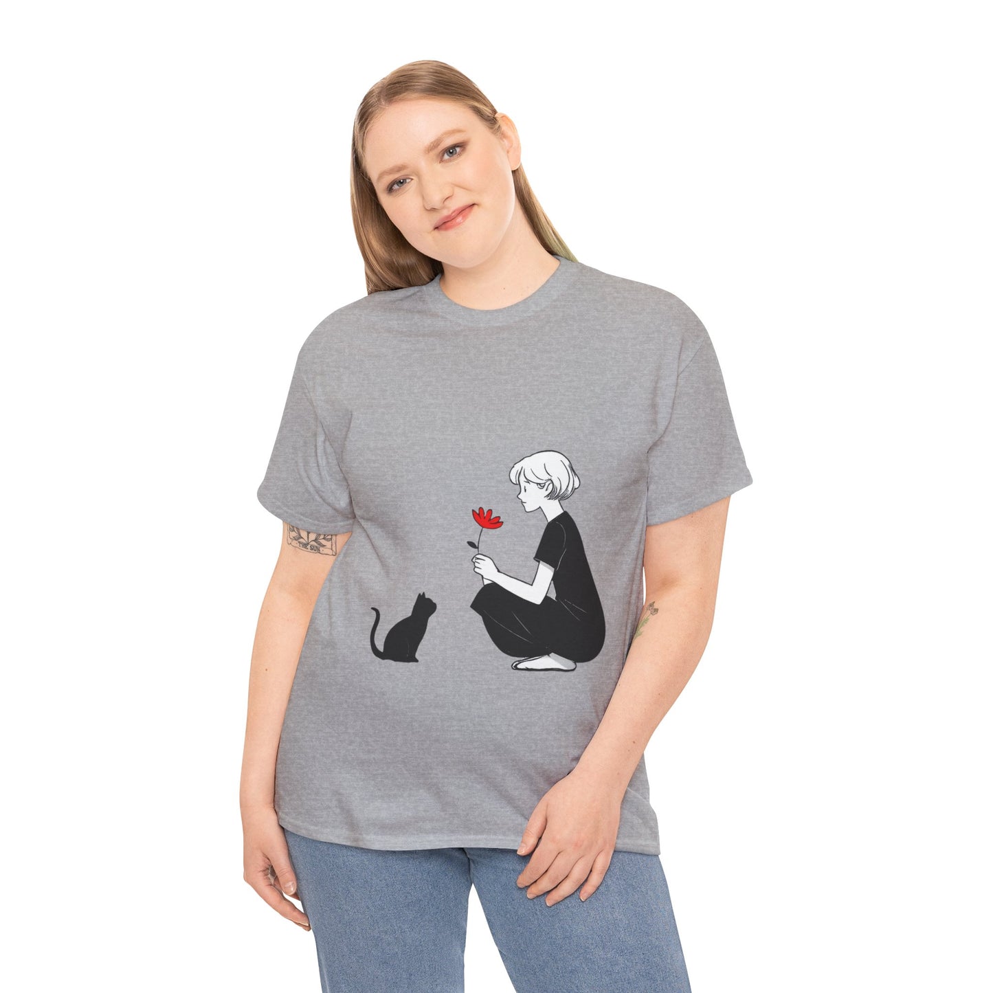 Cat Lover's Heavy Cotton Tee, Cute Cat Shirt, Pet Owner Gift, Animal Lover Apparel, Birthday Gift for Her, Women's Cotton T-Shirt, Cat Lover