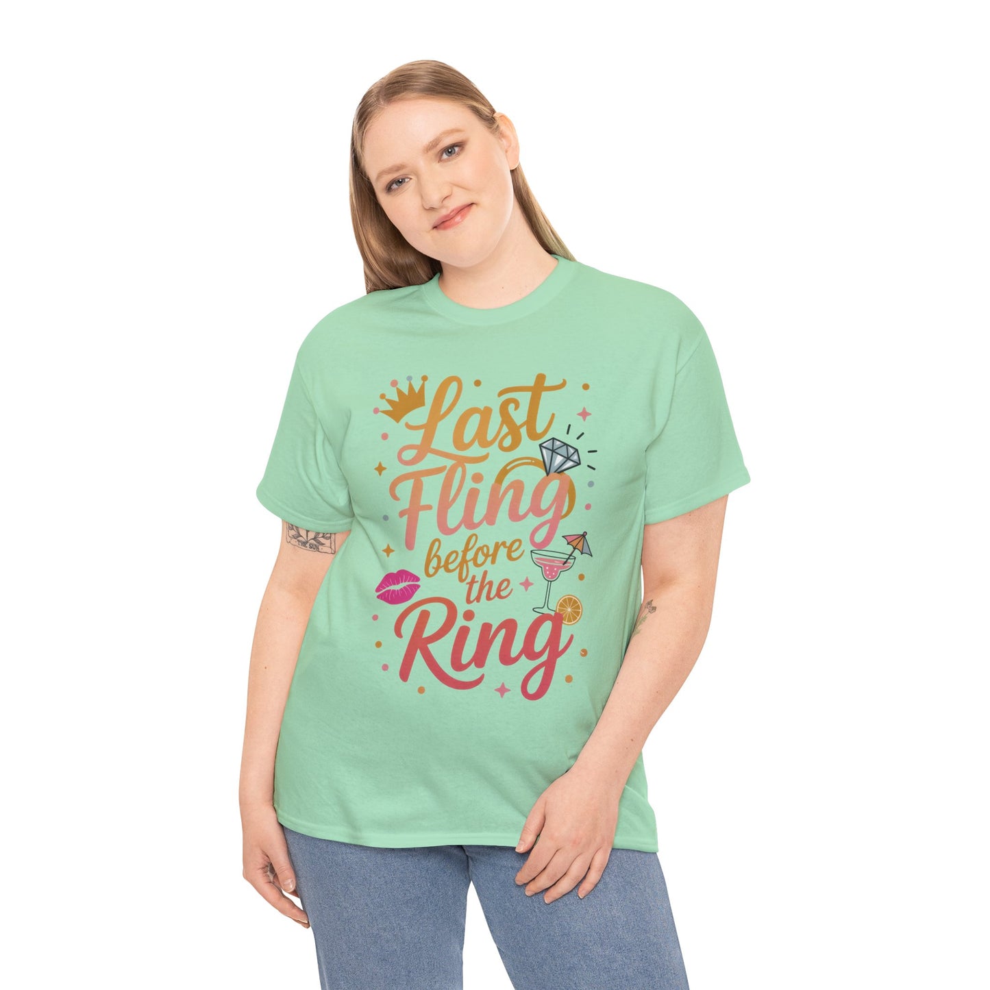 Last Fling Before the Ring T-Shirt, Bachelorette Party Tee, Bridesmaid Wedding Tee, Hen Party Matching Top, Bridal Shower, Bridesmaids Gift