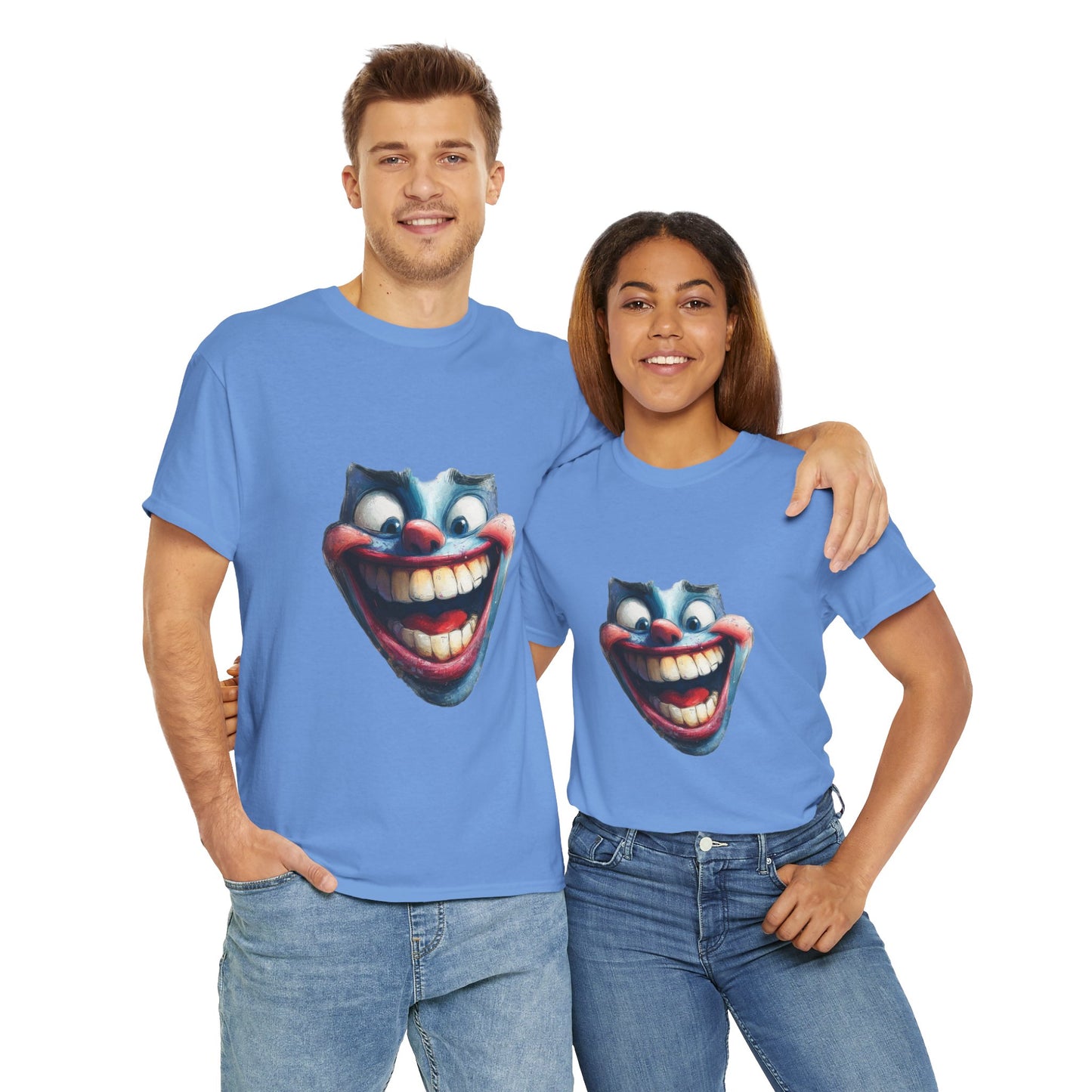 Funny Clown Face Unisex Heavy Cotton Tee, Creepy Clown Face T-Shirt, Humor T-Shirt,Clown Theme Shirt, Funny Horror Graphic Tee