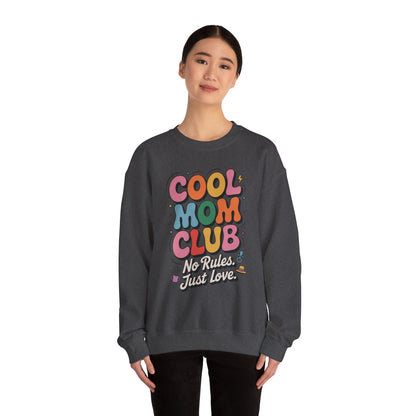 Cool Mom Club Sweatshirt, Gift for Moms, Mother's Day, No Rules Just Love, Retro Colorful Unisex Heavy Blend Crewneck