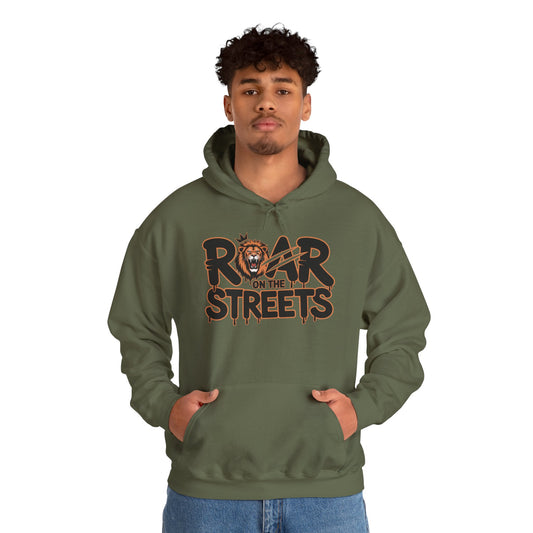 Men's Heavy Blend™ Hooded Sweatshirt, Roar on the Streets Lion Hoodie Mens Bold Streetwear