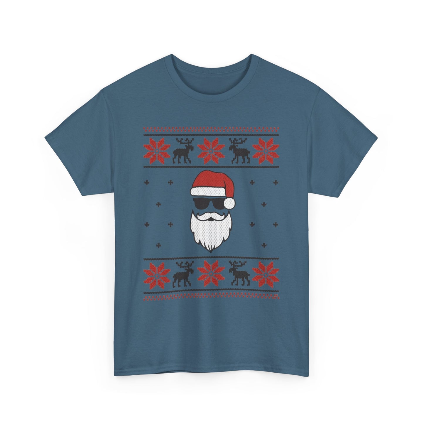 Cool Santa Men's T-Shirt, Funny Christmas Tee, Retro Knit Pattern Holiday Shirt