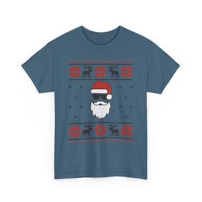 Cool Santa Men's T-Shirt, Funny Christmas Tee, Retro Knit Pattern Holiday Shirt