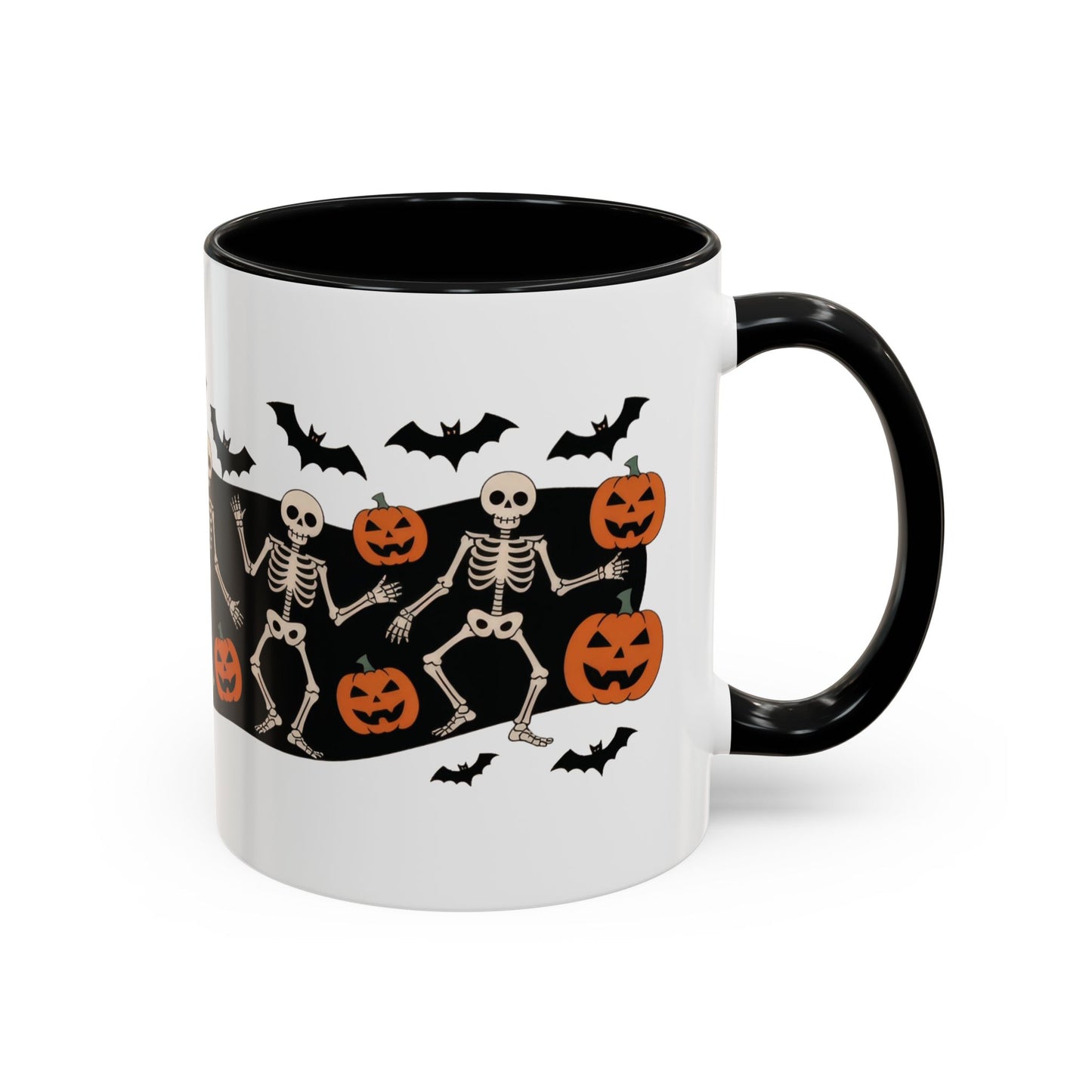 Dancing Skeletons Halloween Mug, Funny Spooky Pumpkin Coffee Cup, Cute Skeleton Dance Mug, Festive Fall Gift, Accent Coffee Mug (11, 15oz)