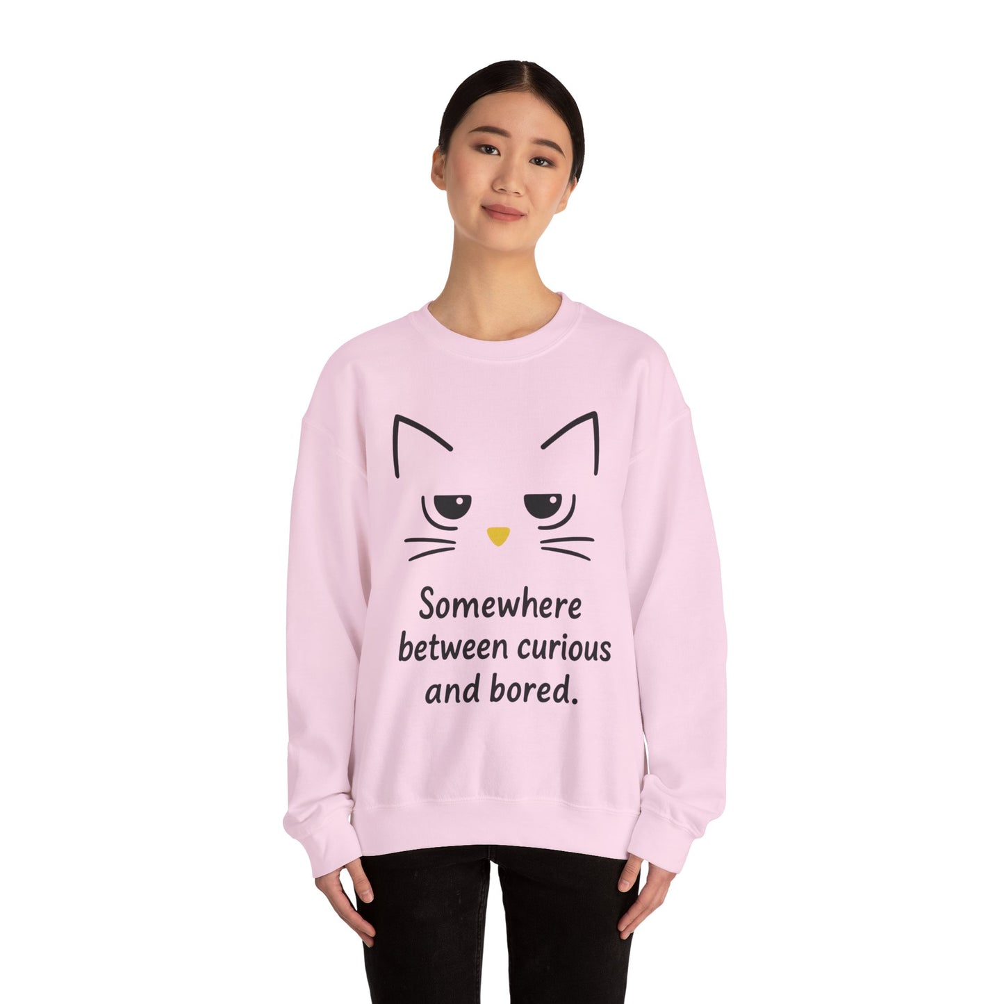 Whimsical Cat Crewneck Womens Sweatshirt, Cozy Relaxed Wear, Perfect Gift for Cat Lovers, Casual Everyday Style