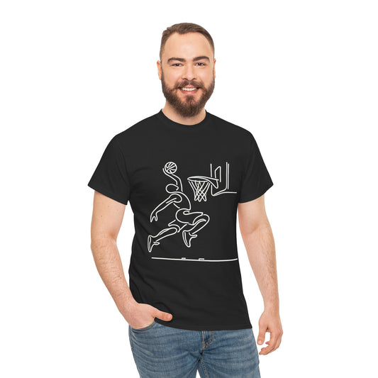 Basketball Slam Dunk Line Art Shirt, Unisex Heavy Cotton Tee, Sportswear, Gift for Athletes, Streetwear, Basketball Player T-Shirt