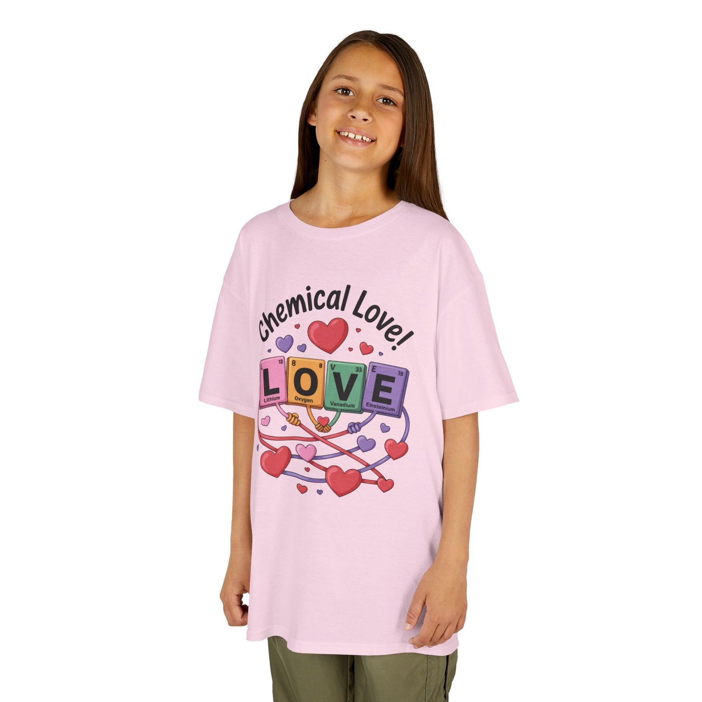 Kids Love Chemistry Girl Tee - Cute Gift for Science Lovers, Valentine's Day, Fun Classroom Wear, Adorable Kids Shirt, Colorful Kids Apparel