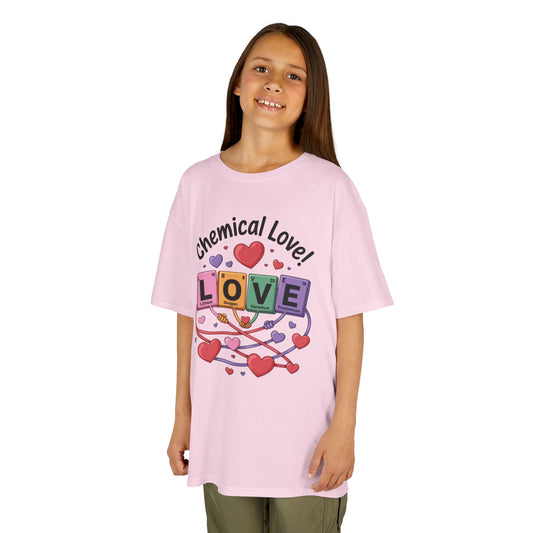Kids Love Chemistry Girl Tee - Cute Gift for Science Lovers, Valentine's Day, Fun Classroom Wear, Adorable Kids Shirt, Colorful Kids Apparel