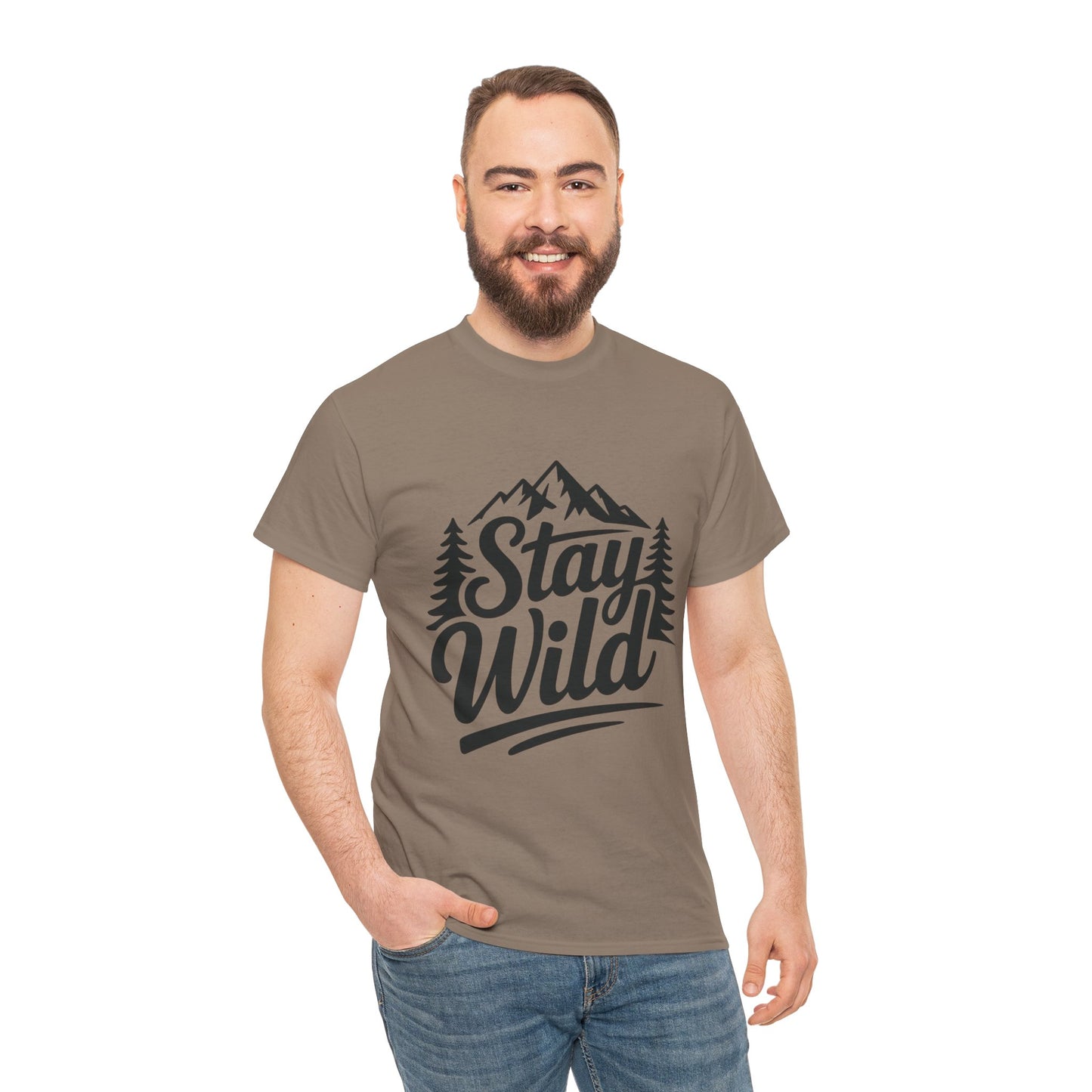 Stay Wild Adventure Tee, Unisex Heavy Cotton Tee for Nature Lovers, Camping, Hiking, Gifts for Outdoorsy Friends, Nature Graphic Tee
