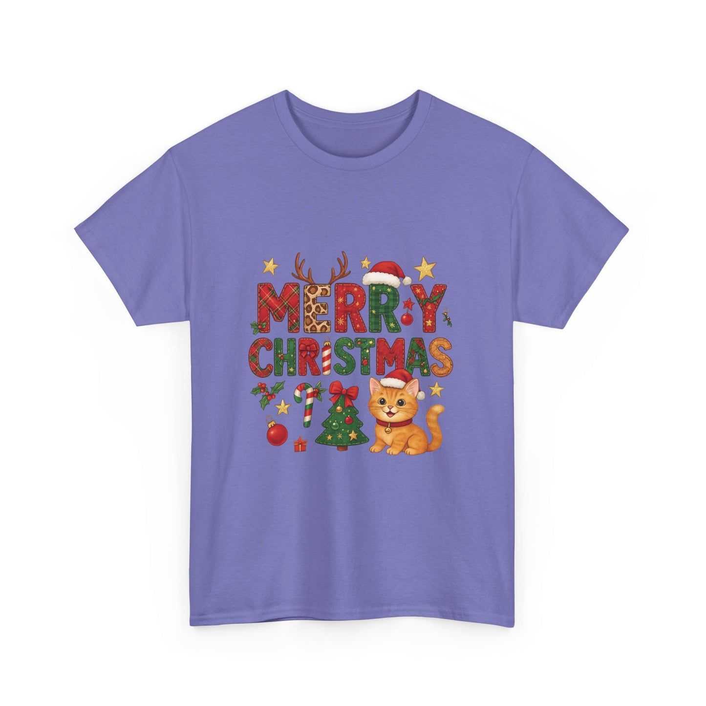 Merry Christmas Cat Shirt, Cute Holiday Cat Lovers Tee for Women