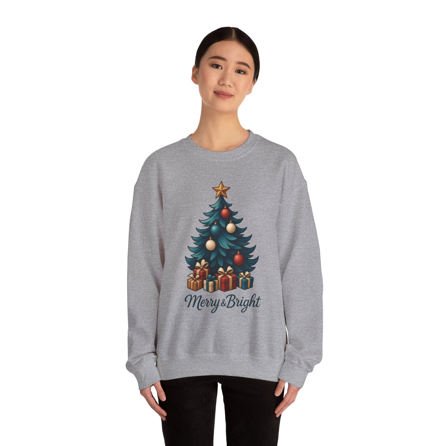 Merry Bright Christmas Sweatshirt, Cozy Holiday Pullover