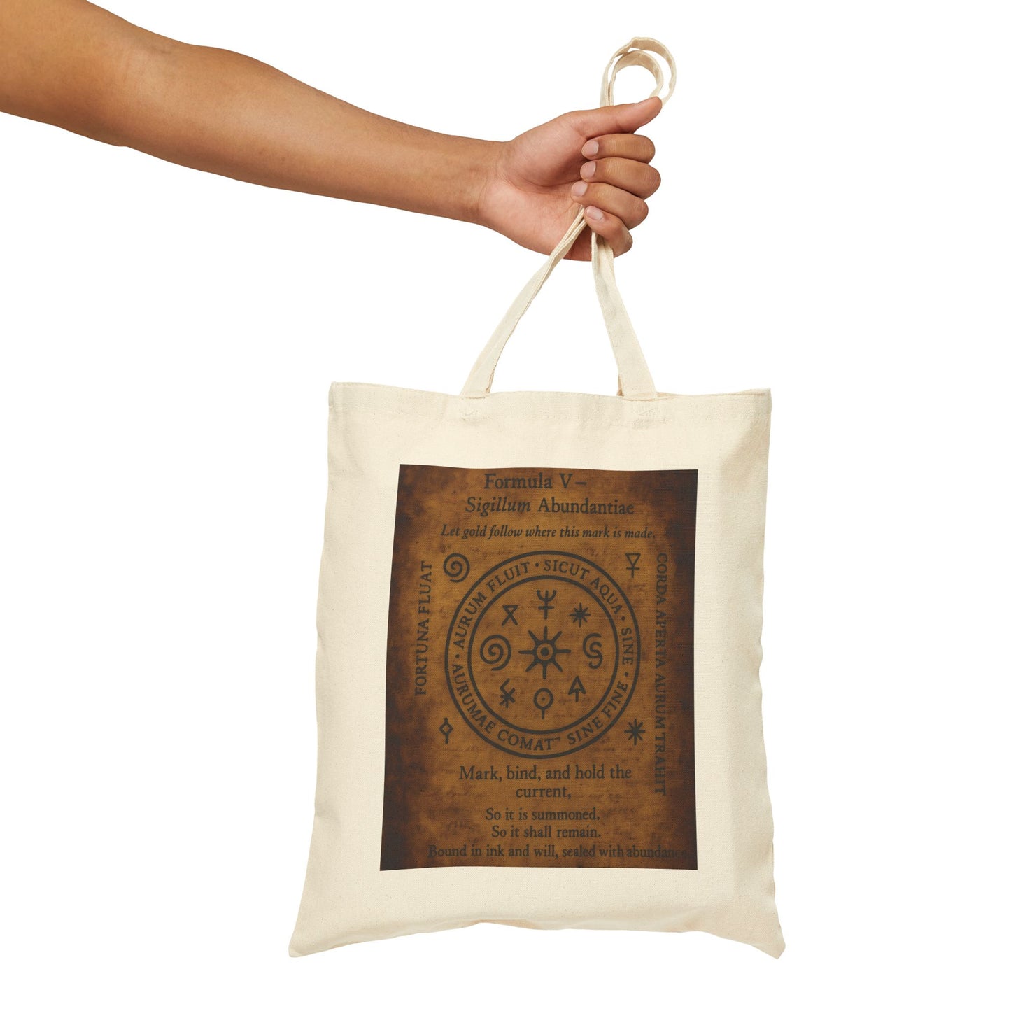 Mystic Abundance Sigil Tote Bag, Wealth Spell Symbol, Witchy Canvas Bag, Prosperity Magic Seal, Boho Gift, Mystical Symbol Cotton Canvas Bag