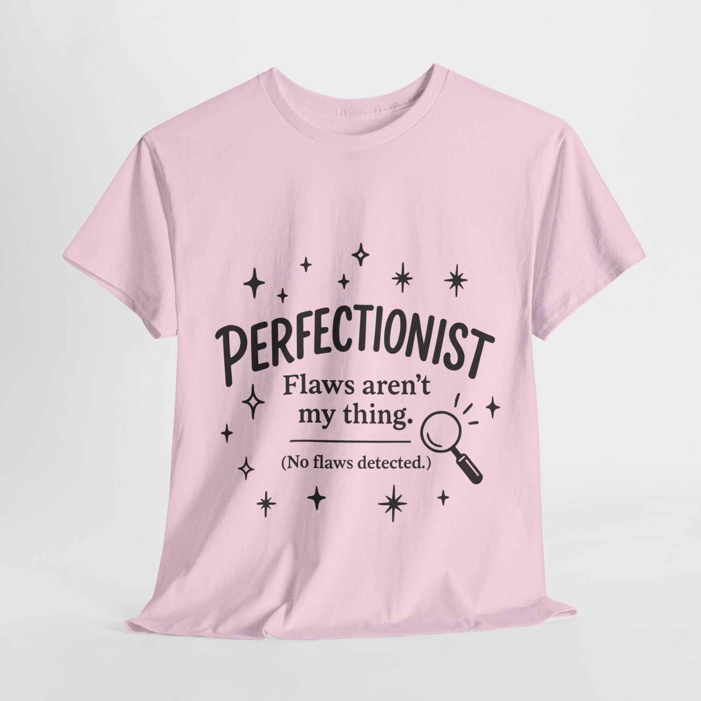 Funny Perfectionist T-Shirt for Women, No Flaws Detected Graphic Tee, Minimalist Humor Shirt, Gift for OCD, Flawless Queen
