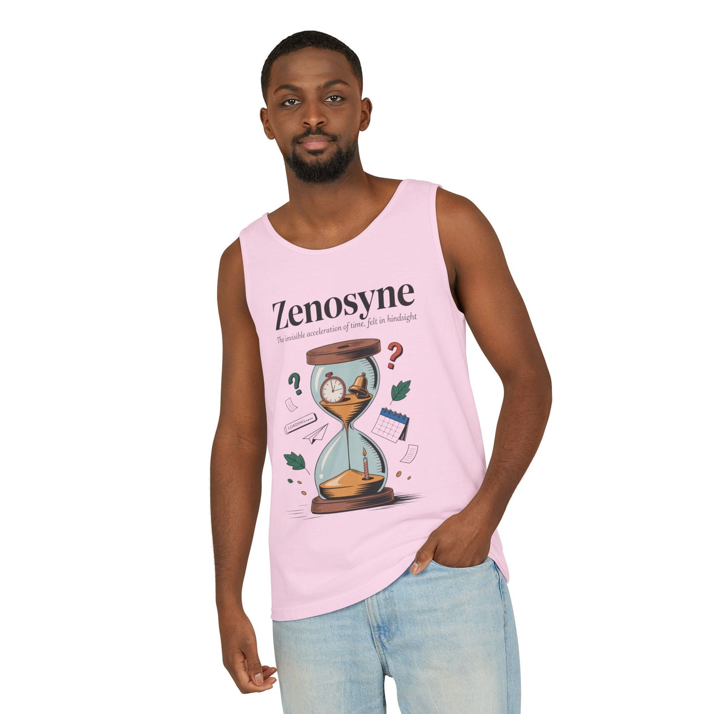 Zenosyne Tank Top, Unisex Garment-Dyed Tee, Time Awareness Gift, Casual Summer Wear, Philosophy Shirt, Unique Everyday Apparel