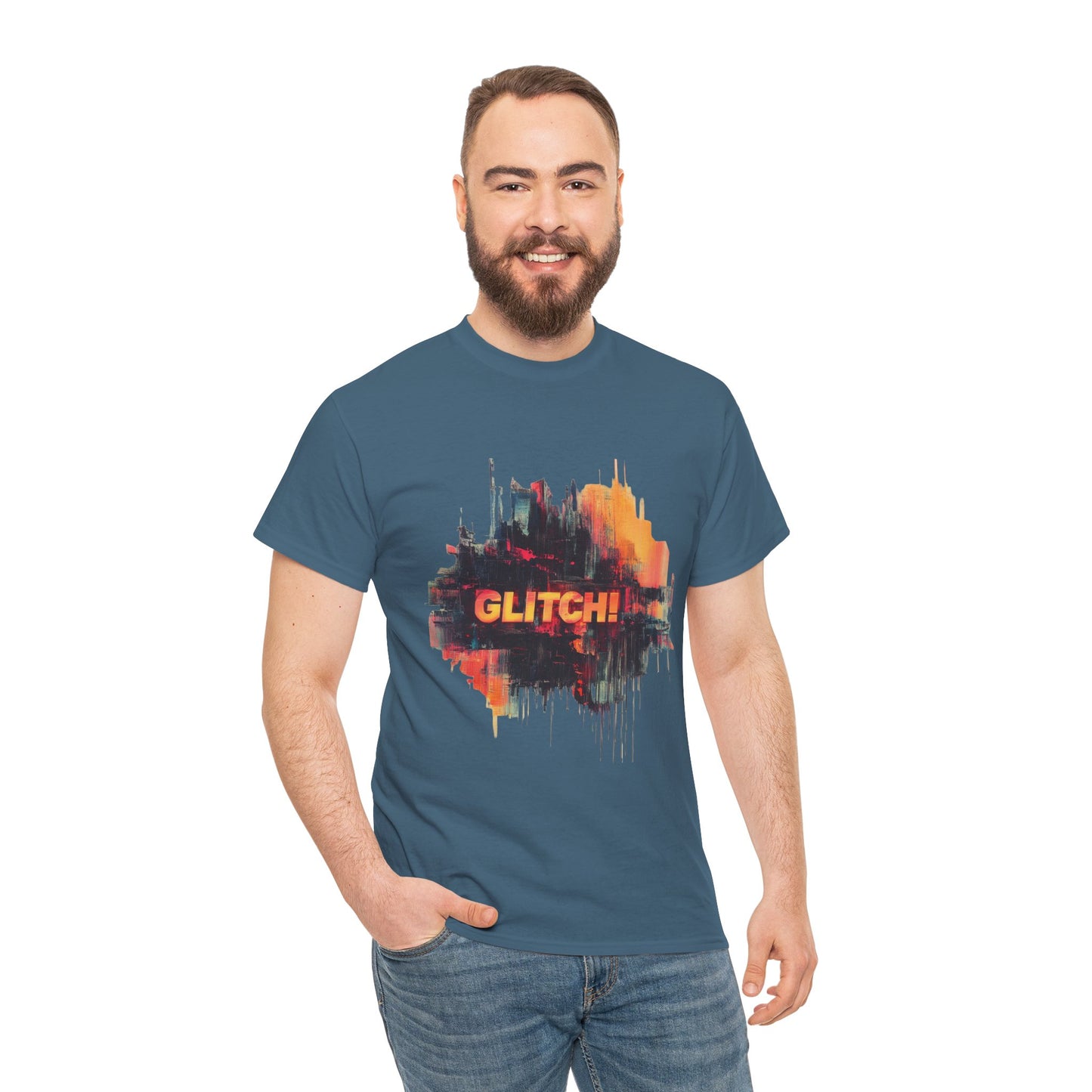 Glitch Art Unisex Heavy Cotton Tee, Trendy Graphic Top, Gift for Tech Lovers, Abstract Street Style Graphic Tee,Techcore Aesthetic Shirt